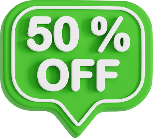 3D Discount Price Tag 50% Off Green